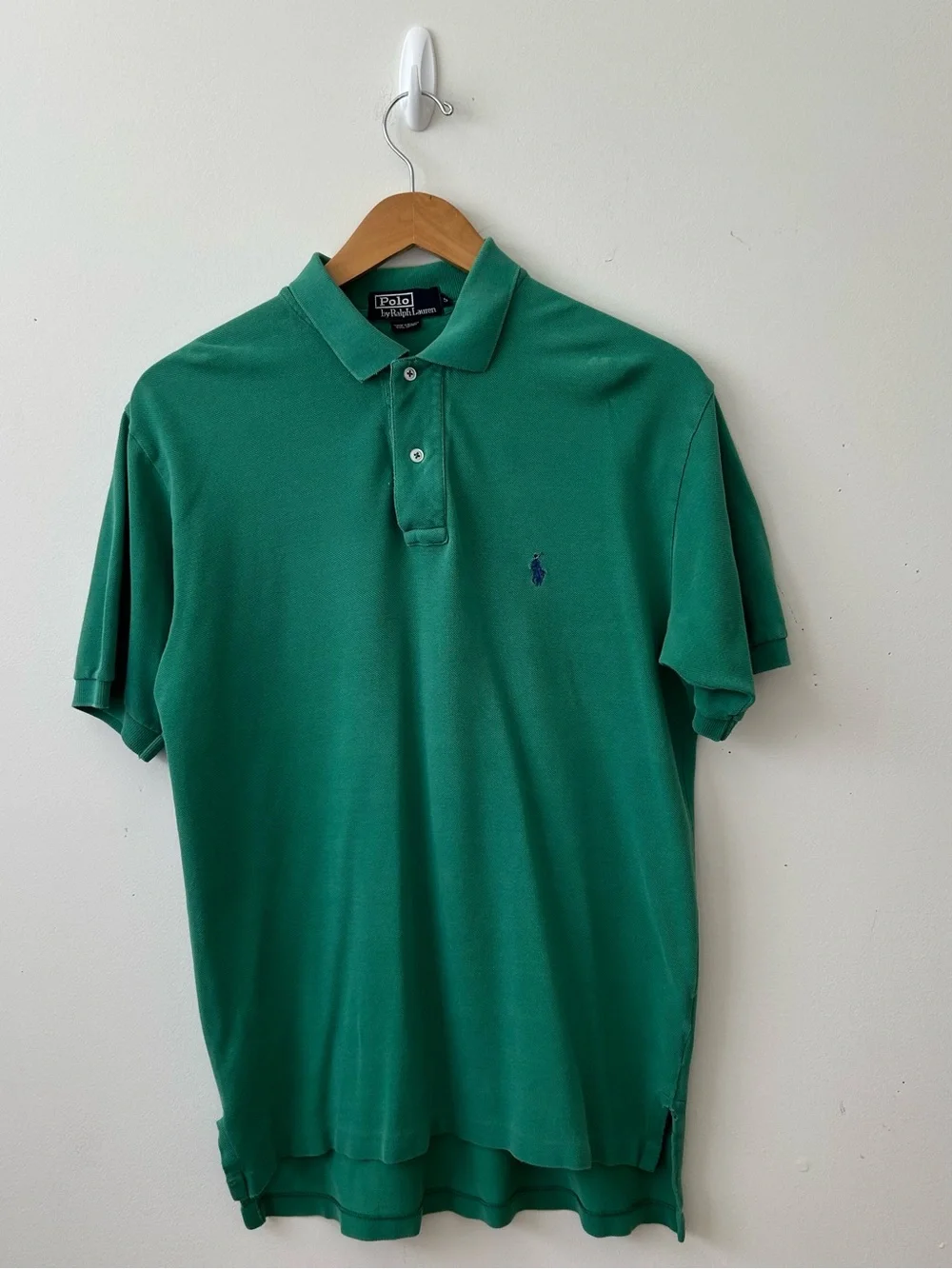 Polo Ralph Lauren Shirt Mens Size Small Green Cotton Hi Low Hem Short Sleeve